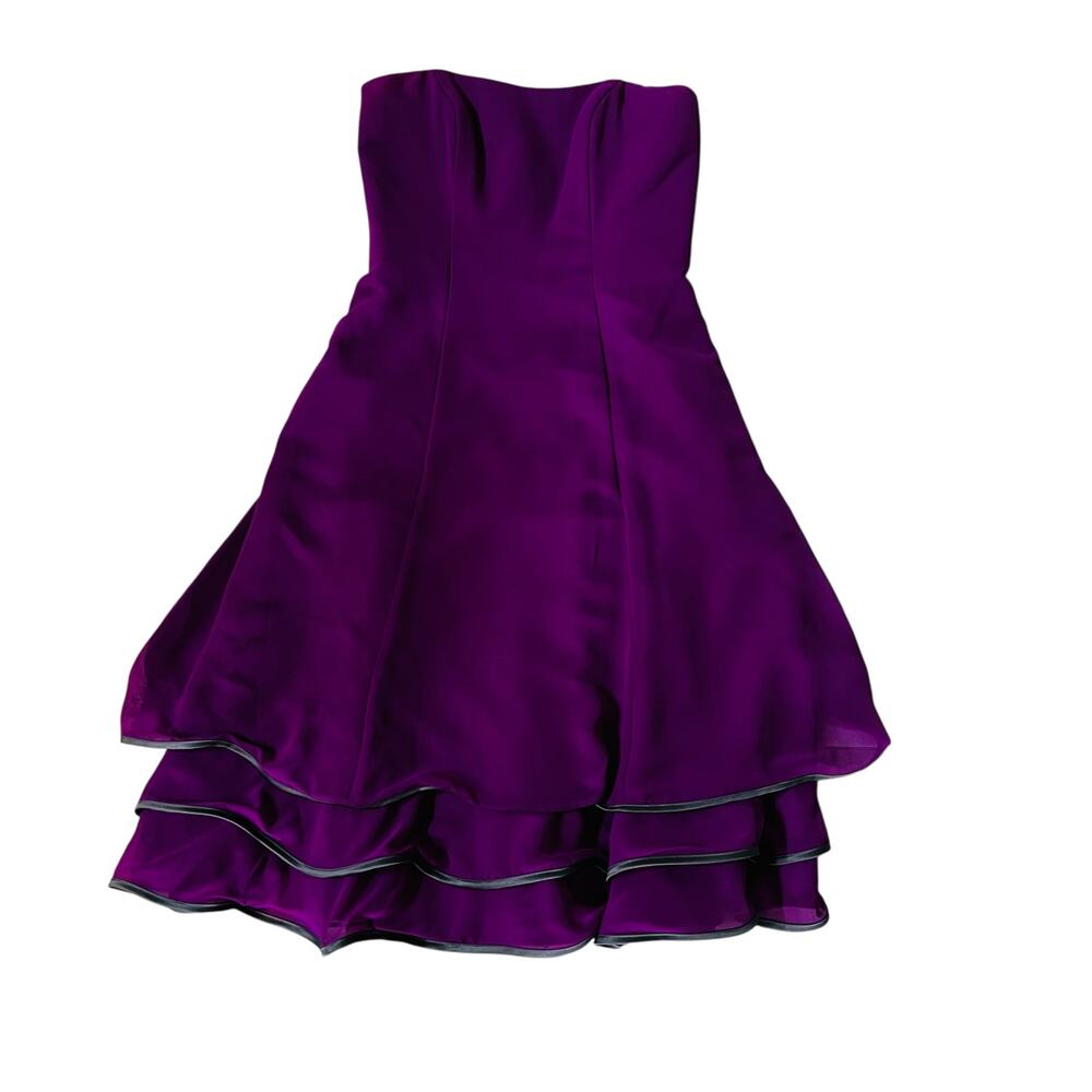 Alfred Angelo Strapless Layered Hem dress Size 2 Violet Charcoal